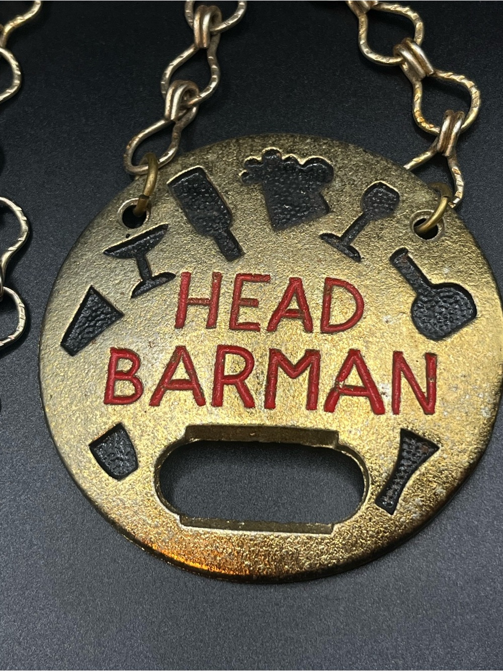 MCM Head Barman Bottle Opener Pendant Necklace Cast Metal
